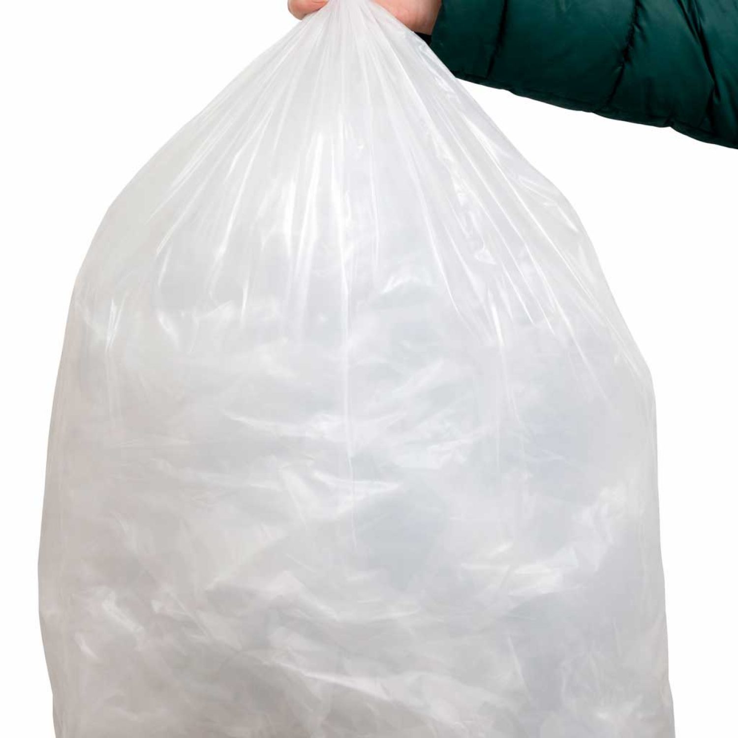 Bolsa de polietileno reciclado (PE recuperado) de gran capacidad para embalaje y gestión de residuos.