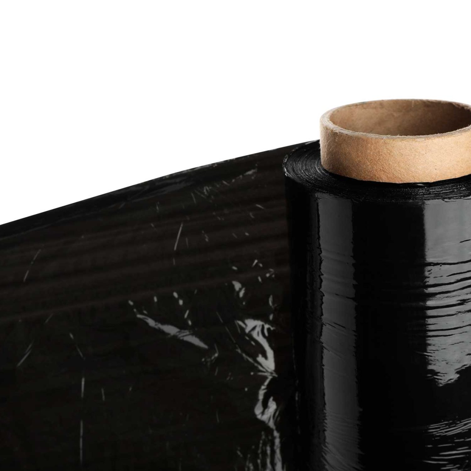 Film estirable negro para envolver y asegurar cargas.