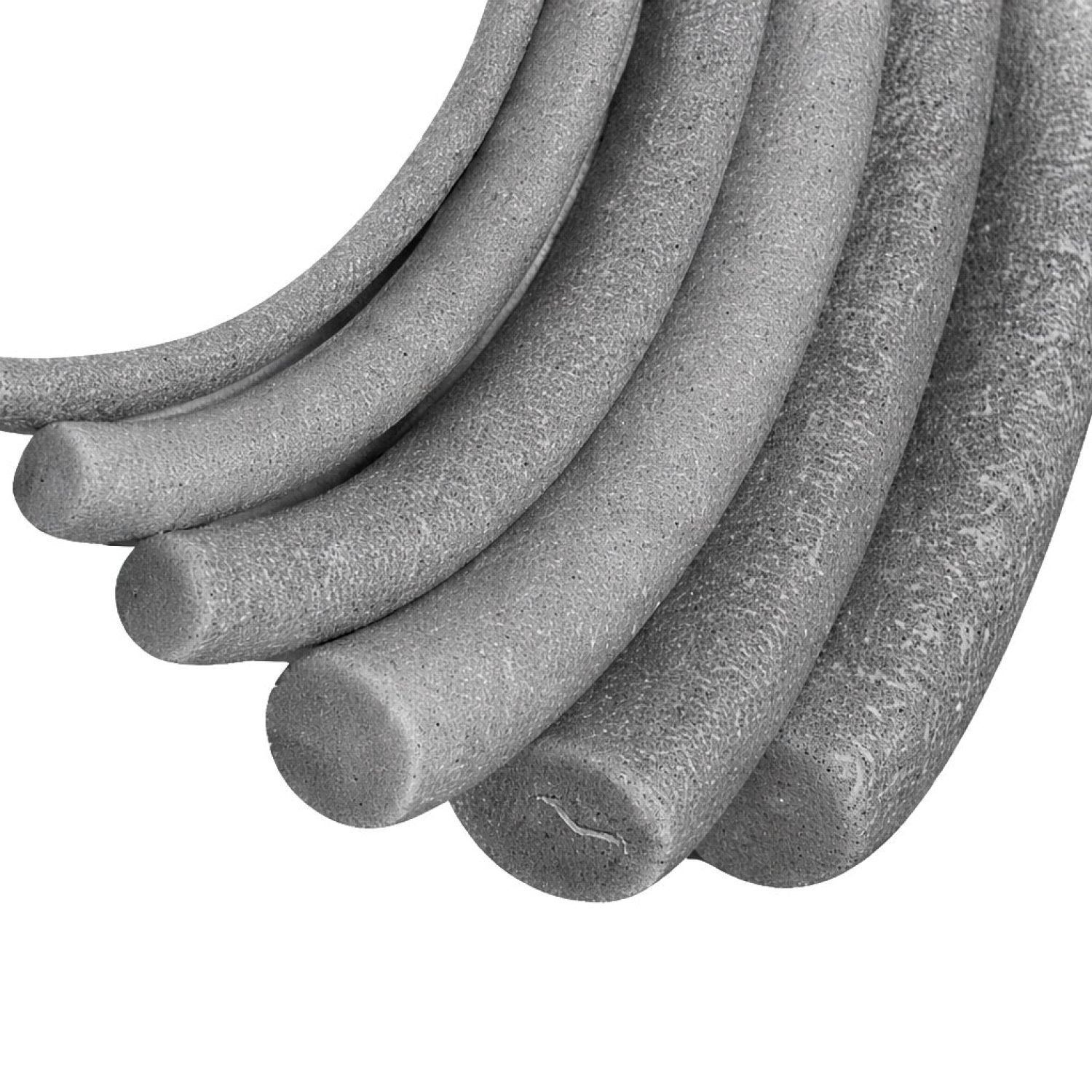 Perfil de espuma cilíndrico para protección de bordes. Flexible y resistente.