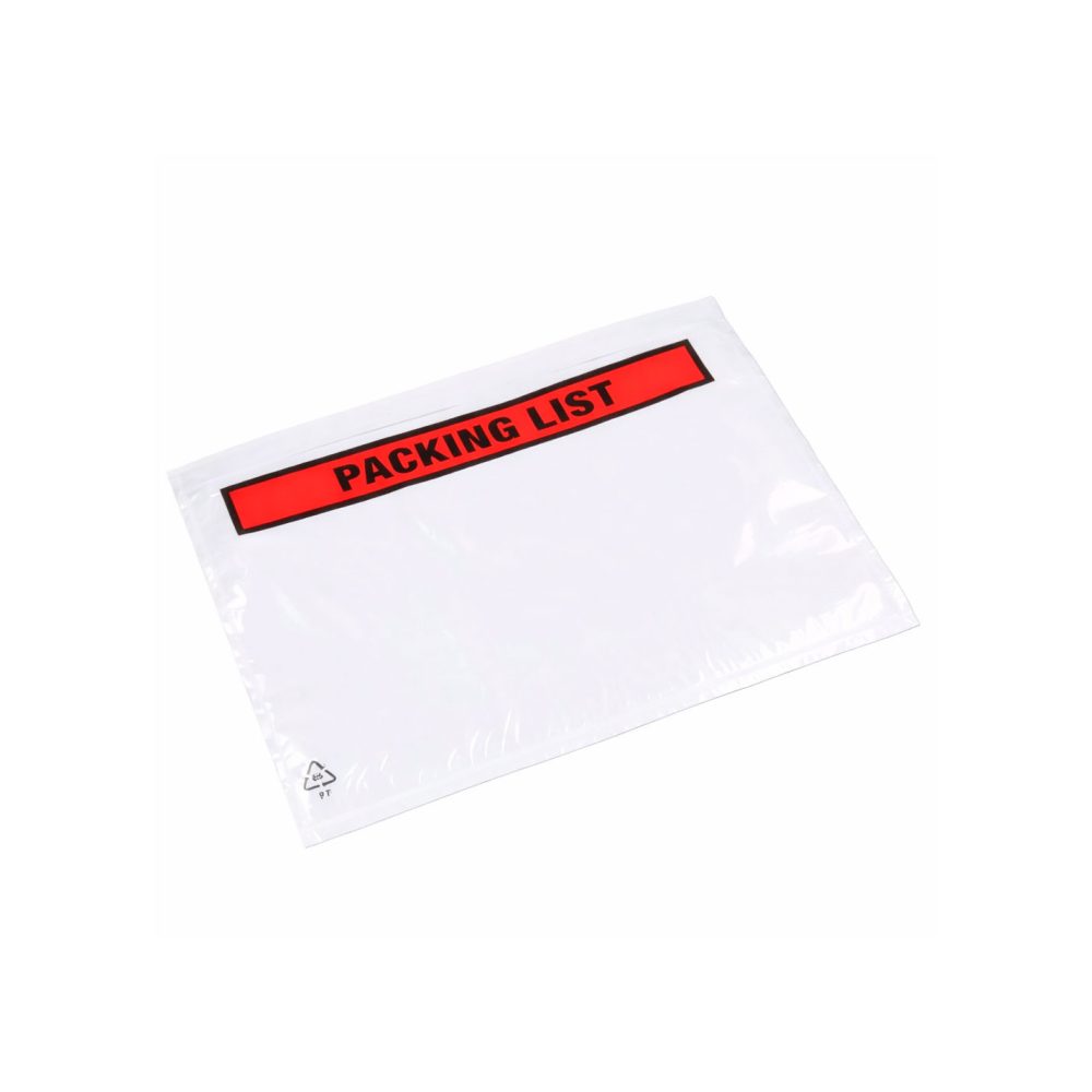 Sobre porta documentos “Packing List” adhesivo, ideal para adjuntar albaranes y facturas en el exterior de cajas y palets.